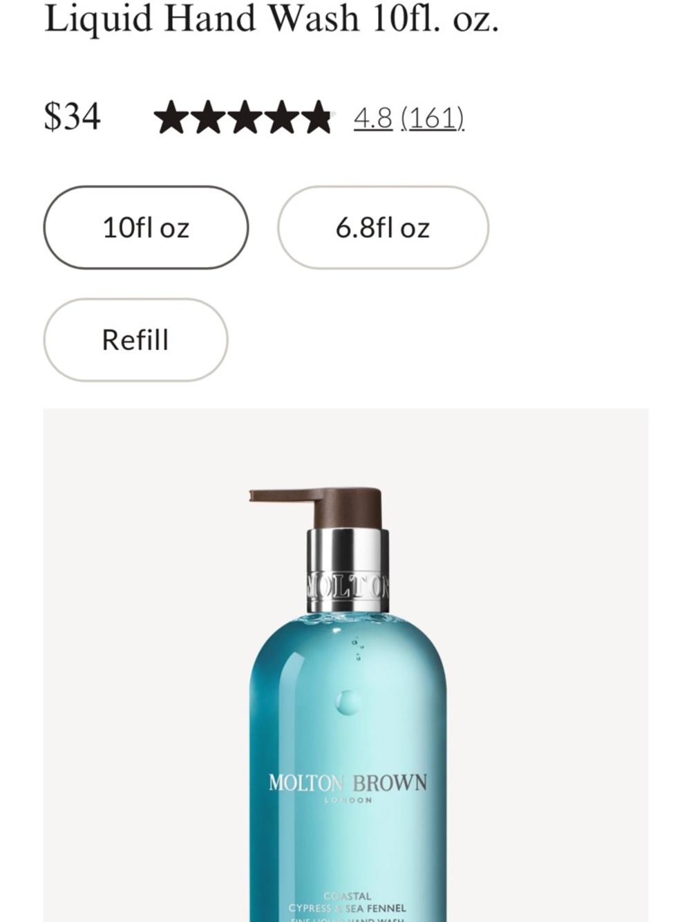 Molton Brown Coastal Cypress & Sea Fennel Fine Liquid Hand Wash - Picture 3 of 3